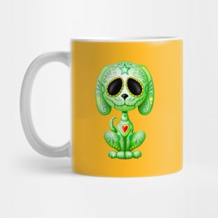 Green Zombie Sugar Skull Puppy Dog Mug